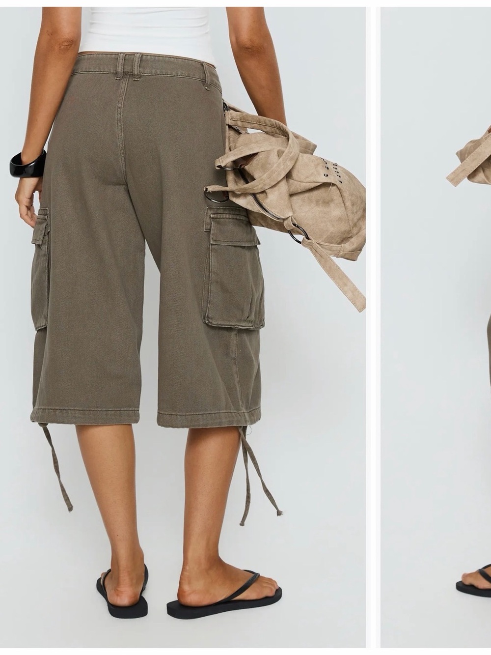 Princess Polly Hudsen Low Rise Longline Denim Cargo Shorts - Picture 2 of 5